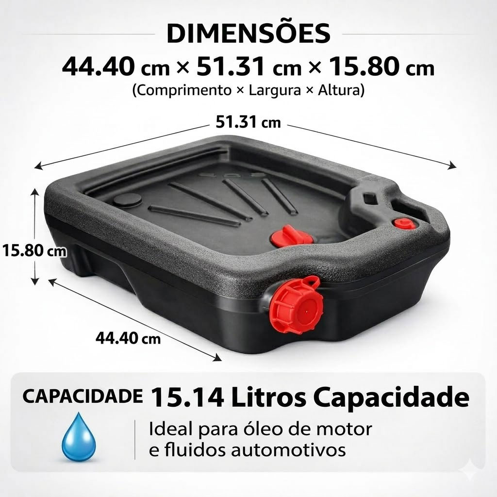 Bandeja Coletora De Óleo 15 Litros Carro E Moto Profissional